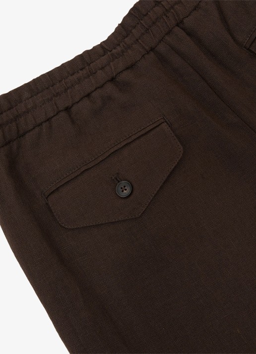 Reiss Barges straight fit pantalon van linnen - detail 6 chocoladebruin