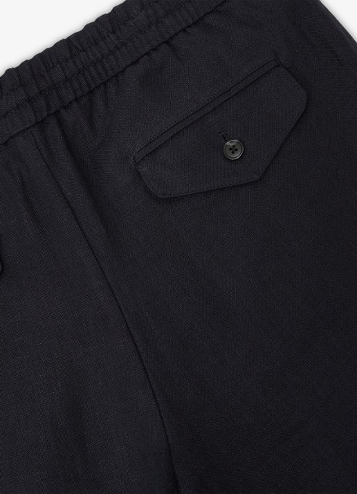 Reiss Barges straight fit pantalon van linnen - detail 5 navy / blauw