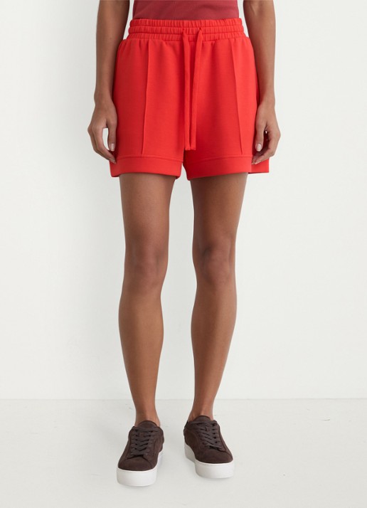 Reiss Bea high waist straight fit korte broek met steekzakken - detail koraal