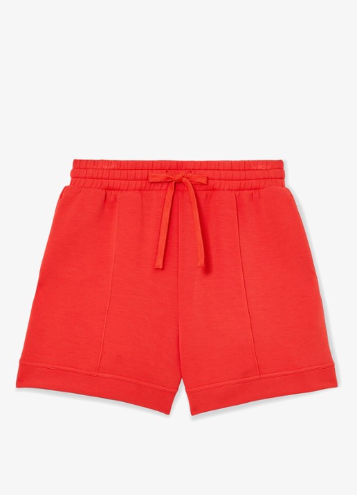 Reiss Bea high waist straight fit korte broek met steekzakken - voorkant 6 koraal