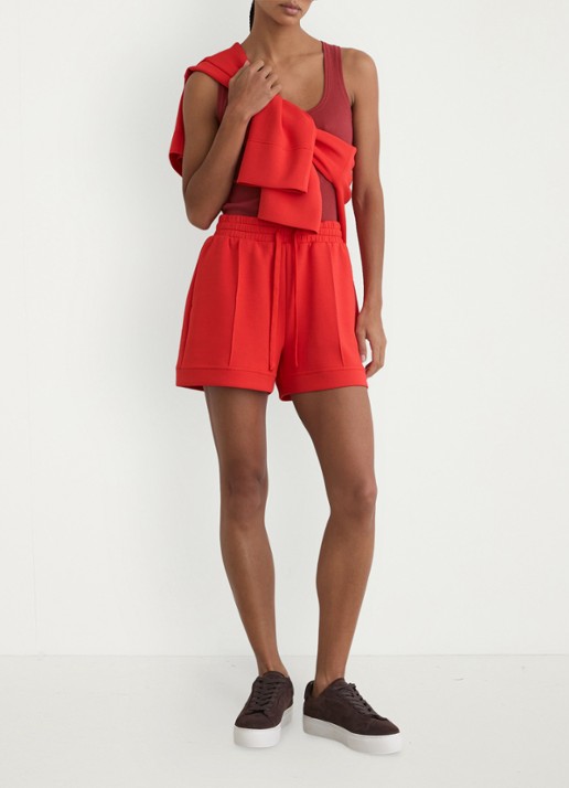 Reiss Bea high waist straight fit korte broek met steekzakken - voorkant 7 koraal