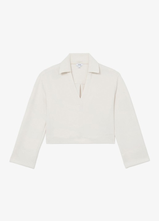 Reiss Bea sweater met kraag - voorkant creme