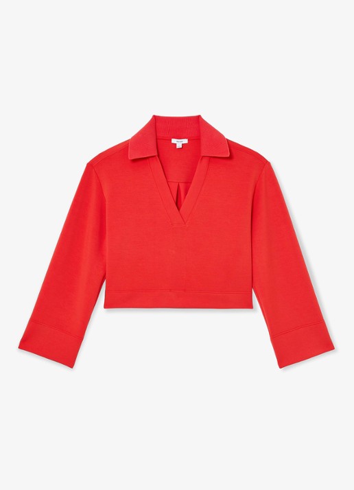 Reiss Bea sweater met kraag - voorkant 2 koraal