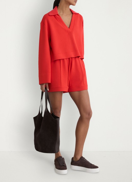 Reiss Bea sweater met kraag - voorkant 3 koraal