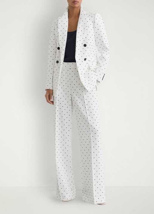 Reiss Beatrix double-breasted blazer met stippenprint - voorkant 2 wit