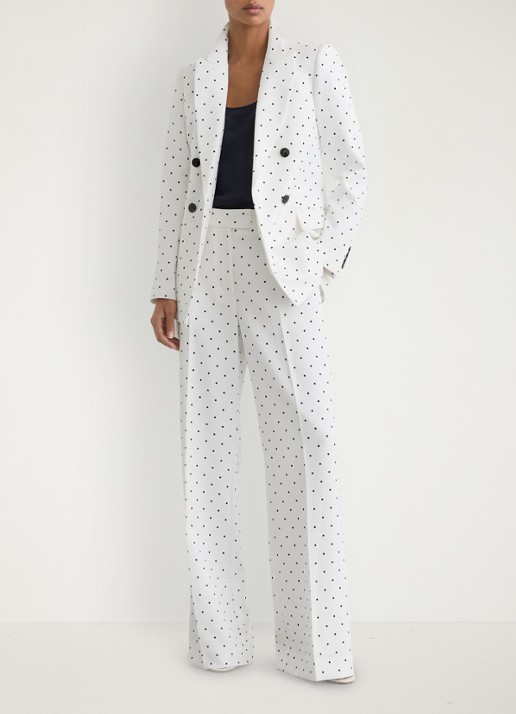 Reiss Beatrix double-breasted blazer met stippenprint - voorkant 2 wit
