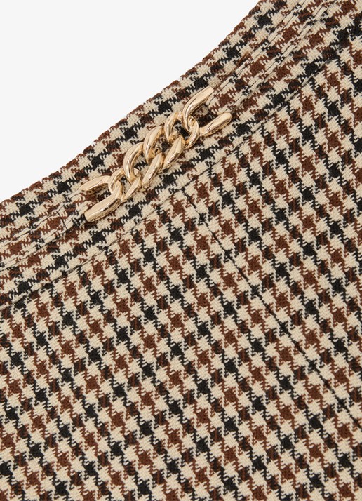 Reiss Beatrix minirok in wolblend met pied-de-poule dessin  - detail 6 beige