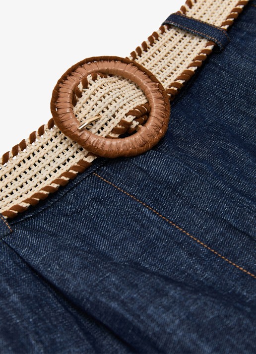 Reiss Beau high waist wide fit korte broek met ceintuur - detail 5 indigo