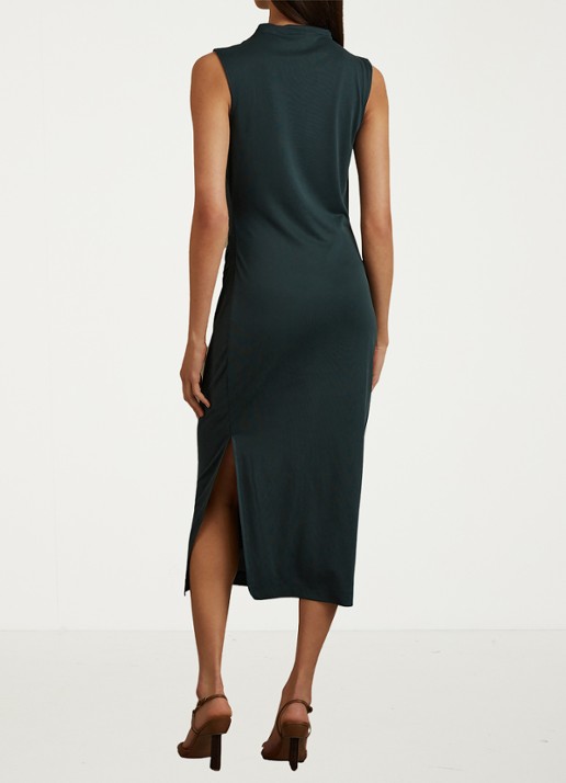 Reiss Beaux midi jurk met plooidetail - achterkant 2 groen