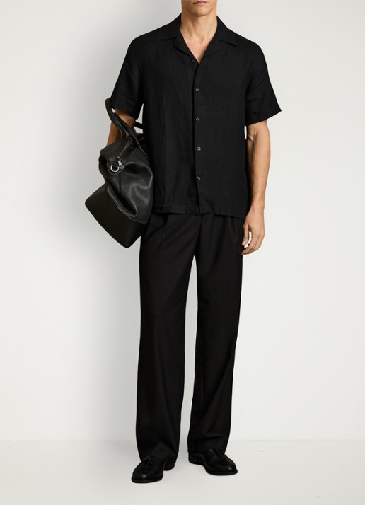 Reiss Beldi regular fit overhemd van linnen - voorkant 2 black / zwart