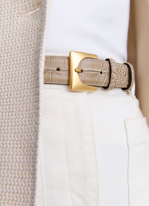 Reiss Belinda riem van leer met crocostructuur  - detail 2 grijs