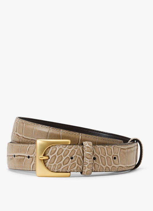 Reiss Belinda riem van leer met crocostructuur