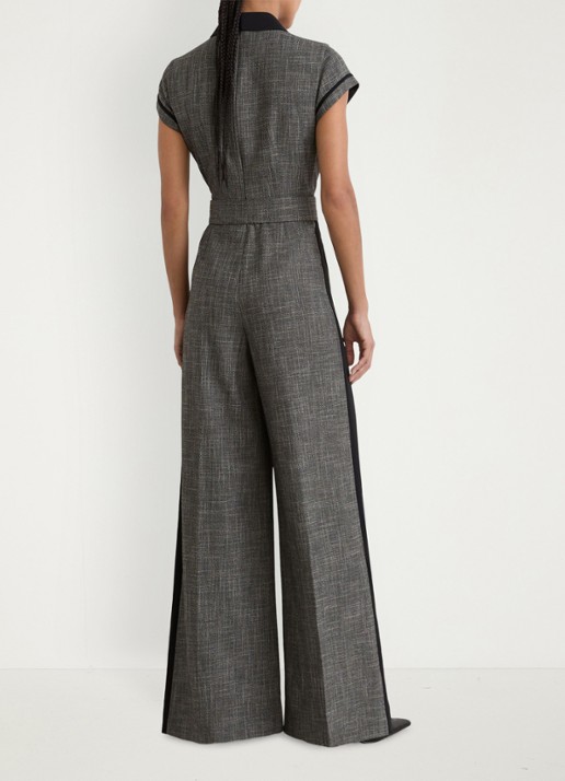 Reiss Bella Collared wide fit jumpsuit met ceintuur - achterkant 2 grijs