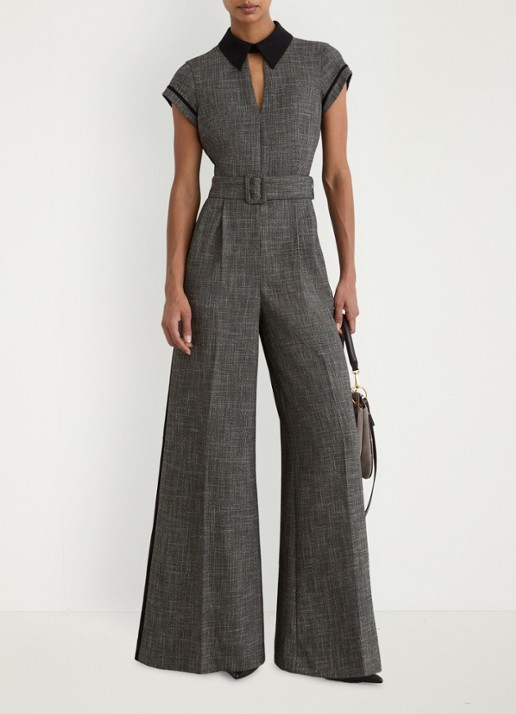 Reiss Bella Collared wide fit jumpsuit met ceintuur
