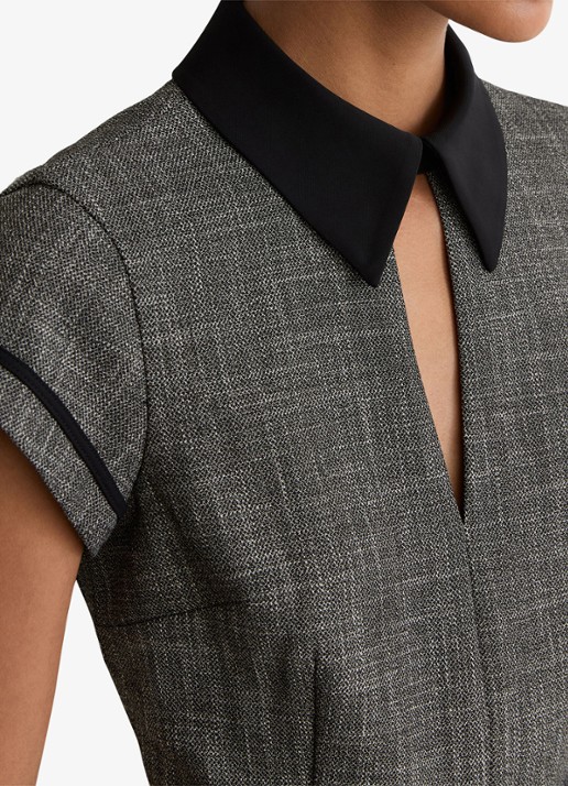 Reiss Bella Collared wide fit jumpsuit met ceintuur - detail 5 grijs