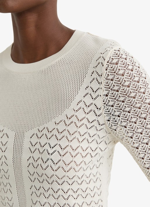 Reiss Bella longsleeve met opengewerkt dessin - detail 5 ivoor