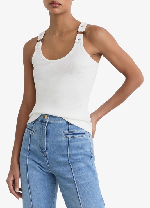 Reiss Bella ribgebreide tanktop met ringdetail