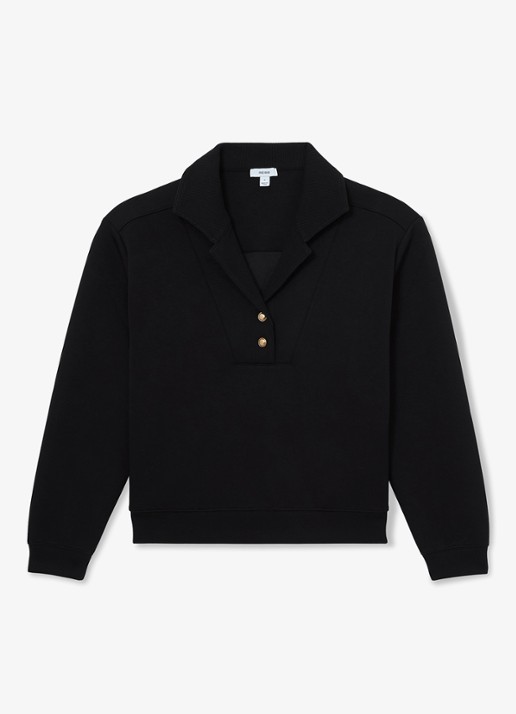 Reiss Bella sweater met polokraag  - voorkant zwart