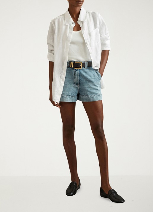 Reiss Belle blouse van linnen - voorkant 2 wit
