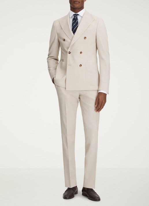 Reiss Belmont double-breasted colbert in wolblend - voorkant 2 beige