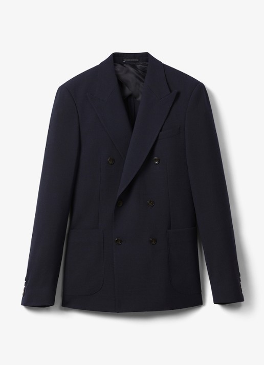 Reiss Belmont double-breasted slim fit colbert in wolblend - voorkant navy / blauw