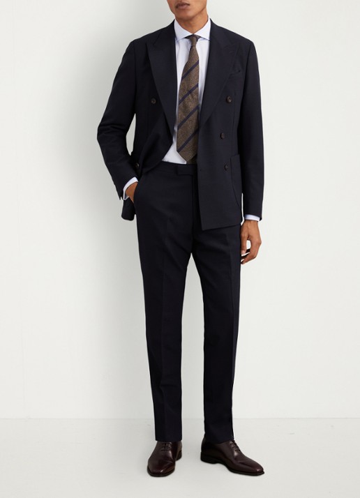 Reiss Belmont double-breasted slim fit colbert in wolblend - voorkant 2 navy / blauw