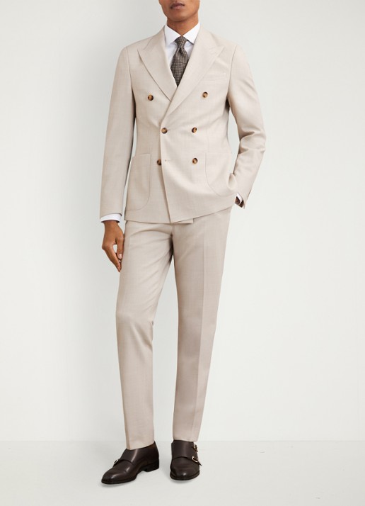 Reiss Belmont slim fit chino in wolblend - voorkant 2 stone / beige