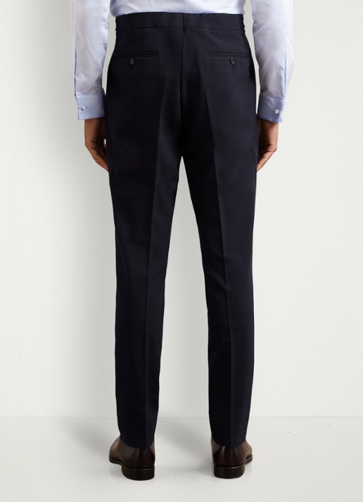 Reiss Belmont slim fit pantalon in wolblend - achterkant 3 donkerblauw