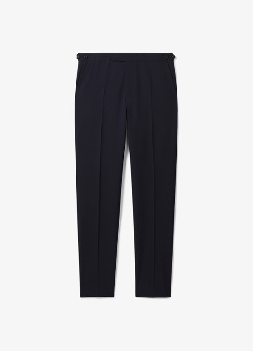Reiss Belmont slim fit pantalon in wolblend - voorkant donkerblauw