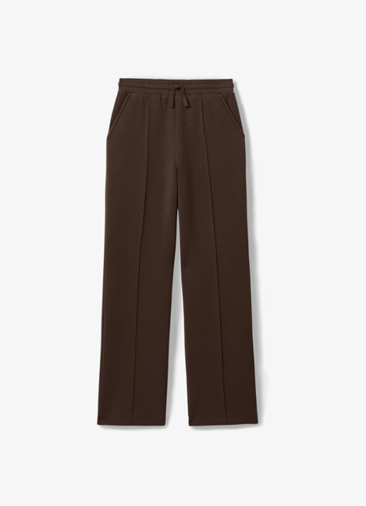 Reiss Bernie high waist straight fit joggingbroek met steekzakken - voorkant 2 chocoladebruin