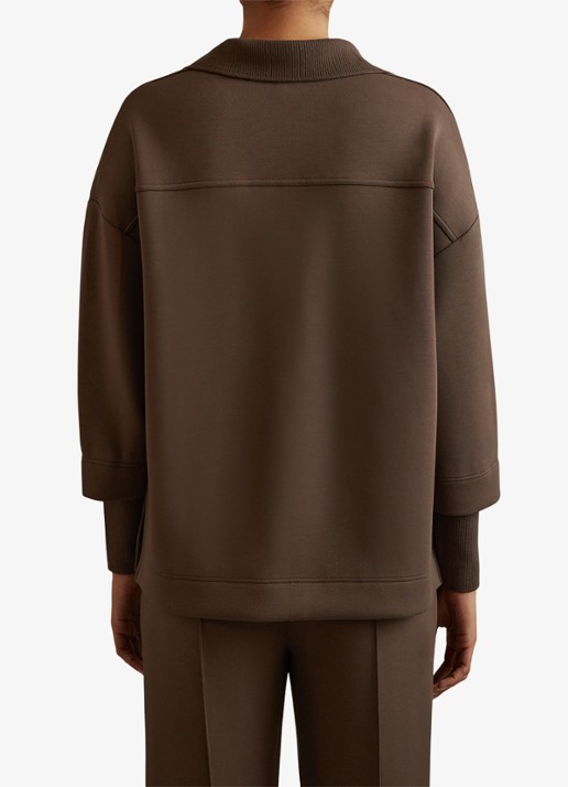 Reiss Bernie pullover met V-hals - achterkant 3 chocoladebruin