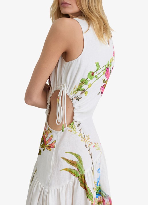 Reiss Bianca midi jurk met cut-out detail - detail 4 wit