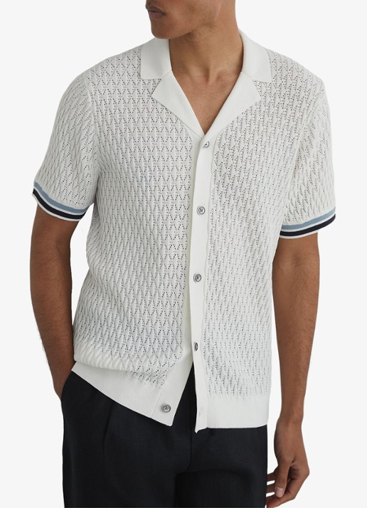 Reiss Bilsby overhemd met structuur - detail white / wit