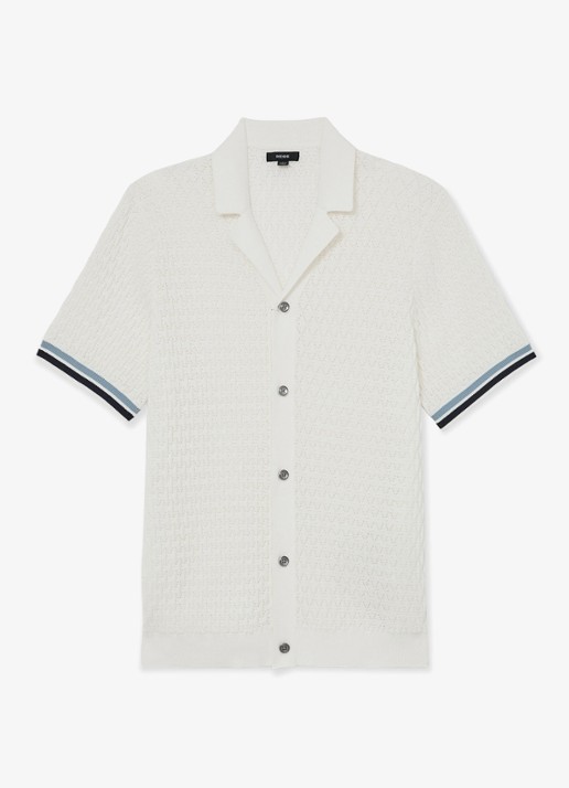 Reiss Bilsby overhemd met structuur - voorkant 5 white / wit