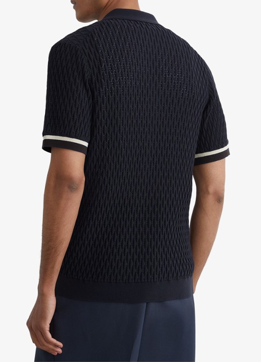 Reiss Bilsby overhemd met structuur - achterkant 6 navy / blauw