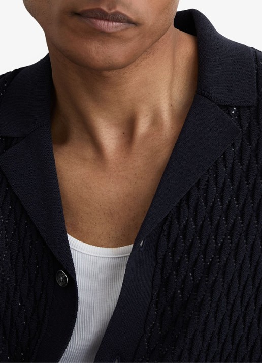 Reiss Bilsby overhemd met structuur - detail 3 navy / blauw