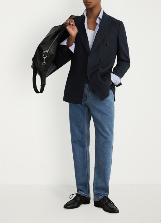 Reiss Bishopgate straight leg jeans met steekzakken - voorkant 6 lichtblauw