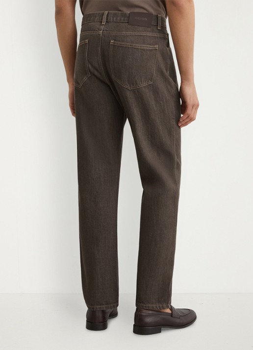 Reiss Bishopgate straight leg jeans met steekzakken - achterkant 6 donkerbruin