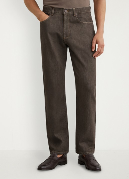 Reiss Bishopgate straight leg jeans met steekzakken - detail 3 donkerbruin