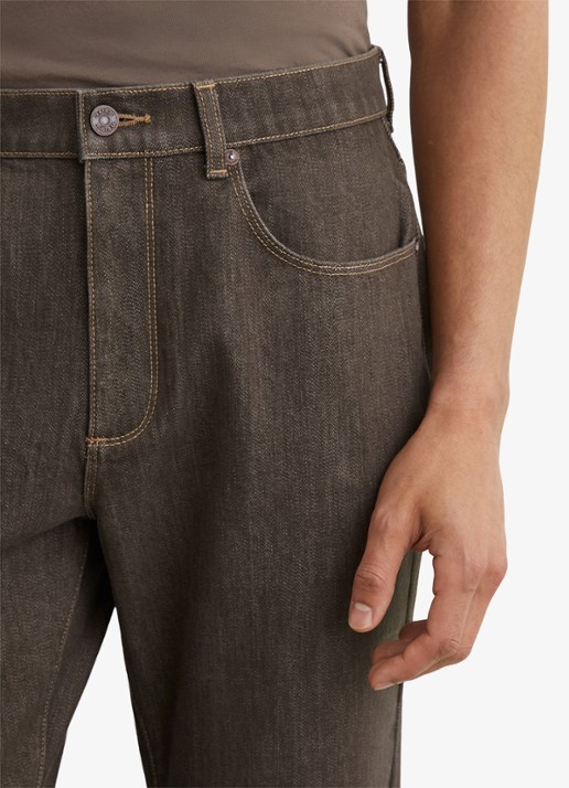 Reiss Bishopgate straight leg jeans met steekzakken - detail 4 donkerbruin