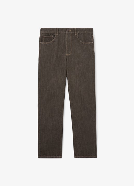 Reiss Bishopgate straight leg jeans met steekzakken - voorkant donkerbruin
