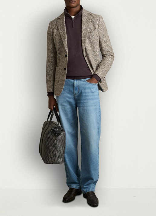 Reiss Blackhall fijgebreide trui in merino wolblend - voorkant 5 bordeauxrood