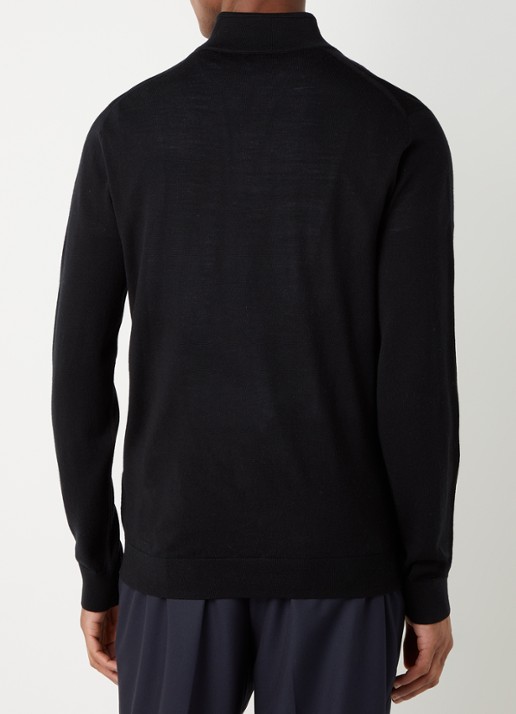 Reiss Blackhall fijngebreide pullover van wol met halve rits - achterkant 2 zwart