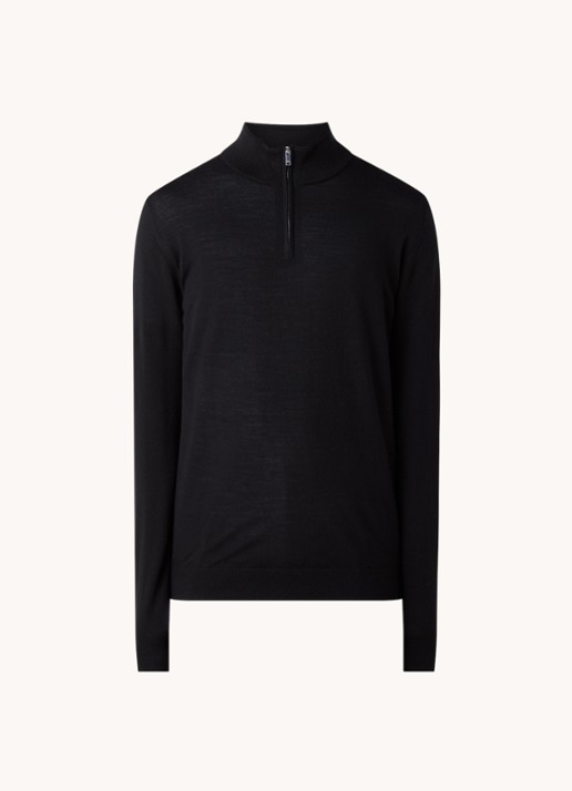 Reiss Blackhall fijngebreide pullover van wol met halve rits