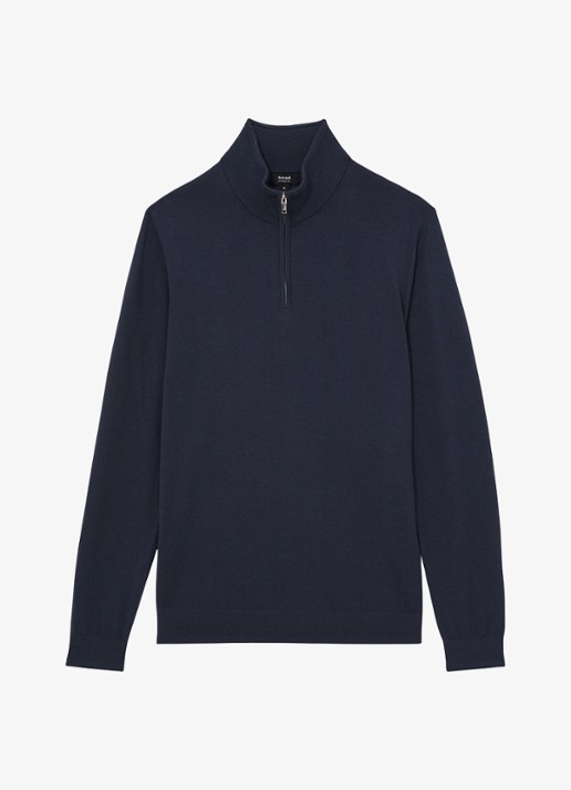 Reiss Blackhall fijngebreide trui met polokraag - voorkant 5 donkerblauw