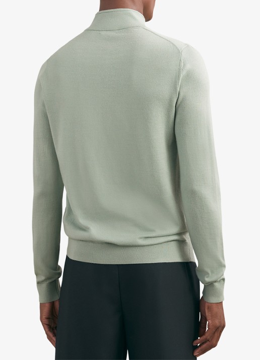 Reiss Blackhall schipperstrui van wol met halve rits  - achterkant 6 lichtgroen