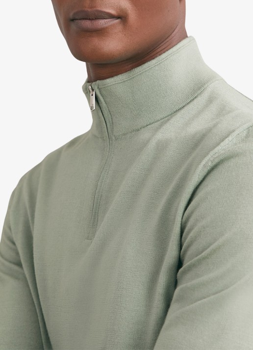 Reiss Blackhall schipperstrui van wol met halve rits  - detail 2 lichtgroen