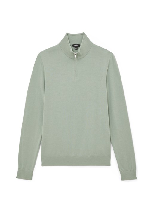 Reiss Blackhall schipperstrui van wol met halve rits  - voorkant 4 lichtgroen