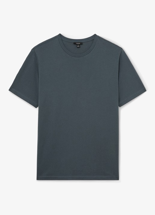 Reiss BLESS Katoen Crew-Neck Tailored-Fit T-Shirt - voorkant 5 staalblauw