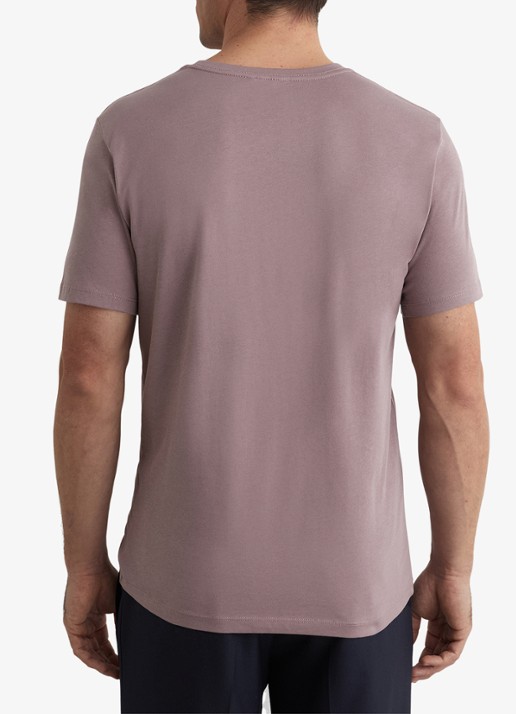 Reiss BLESS Katoen Crew-Neck Tailored-Fit T-Shirt - achterkant 3 donkerbeige